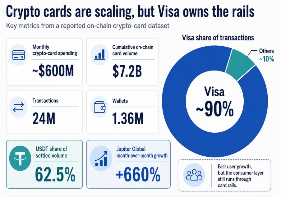 Stablecoins were supposed to bypass credit cards, but now Visa is winning crypto card payments