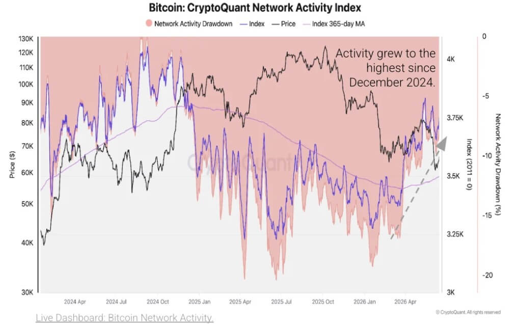 Bitcoin network activity has a dramatic rebound – hits highest since 2024 even as price struggles