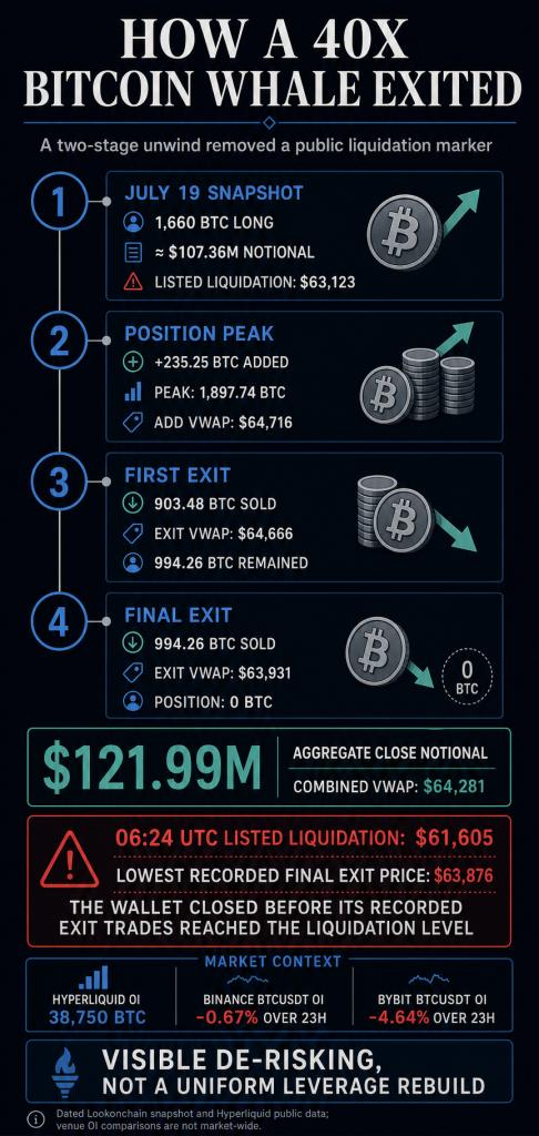 Bitcoin whale dumps $122 million 40x long right before liquidation can strike